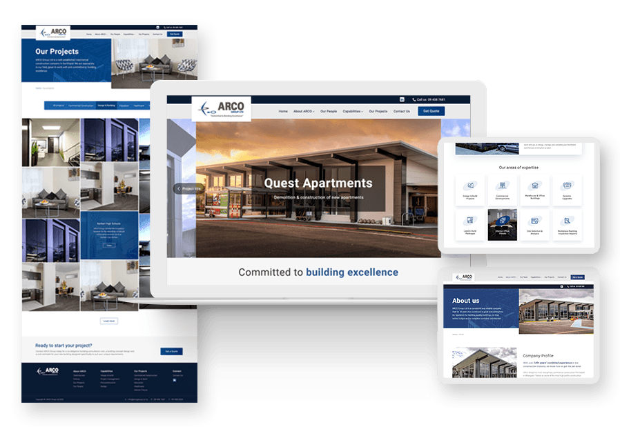 Orionmesso created the website for construction company ARCO to present their services